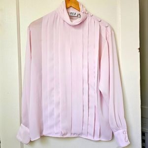 Vintage blush pink pleated blouse (10)